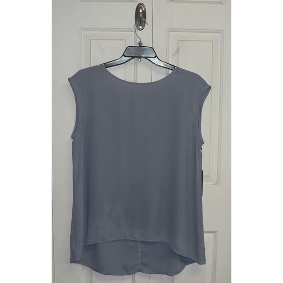 Halogen Women's Sleeveless Open Back Hi-Low Woven Top in Blue Large MSRP $60 - Picture 1 of 3